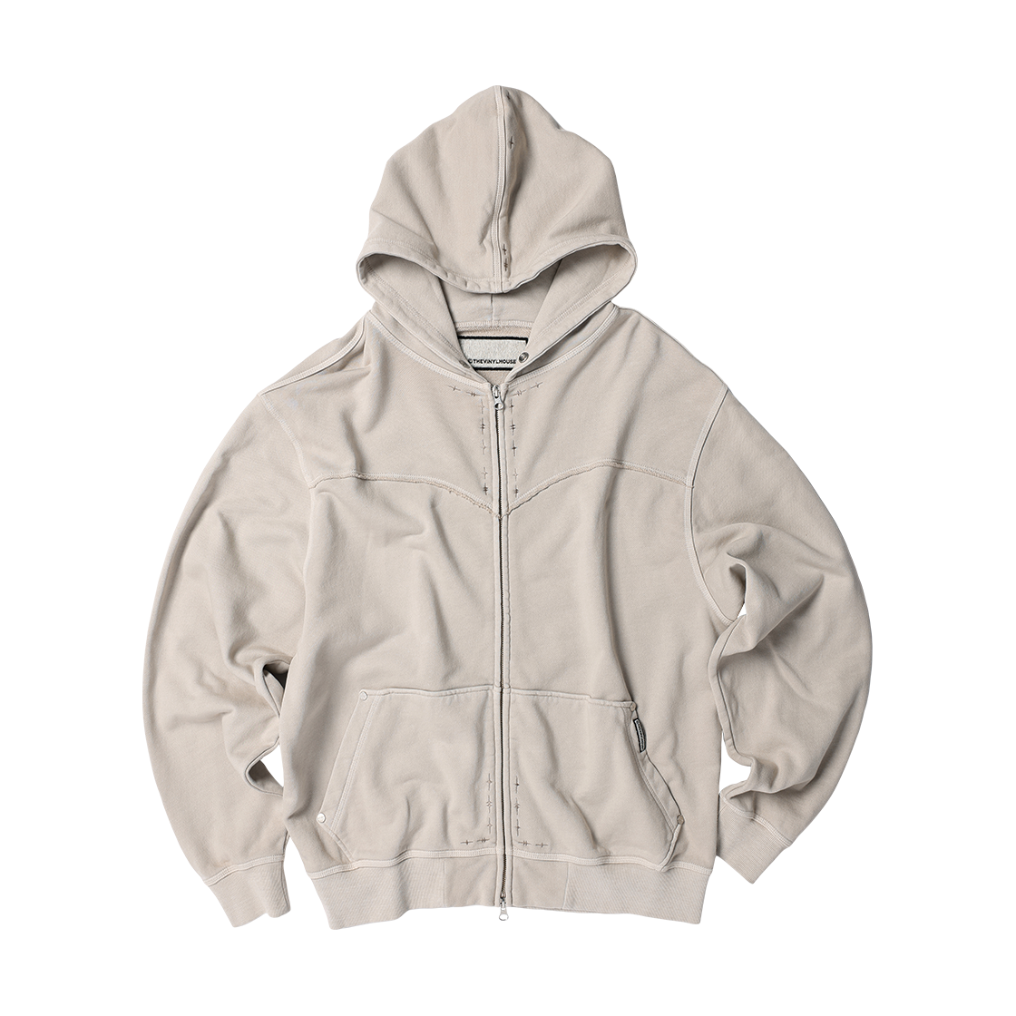 VH2FFUM481ABE Thevinylhouse Dyed Hoodie Zip Up Beige