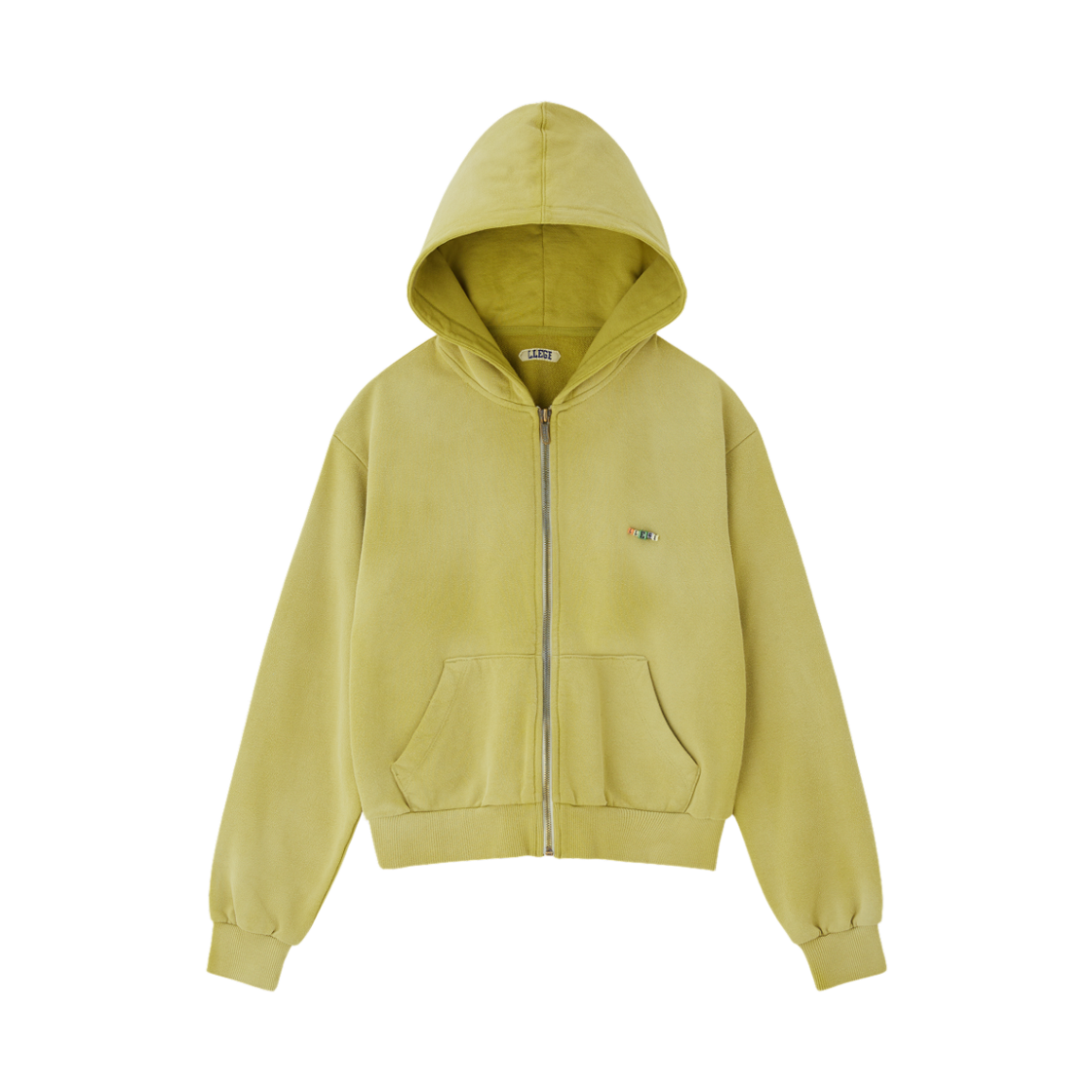 LL26WSHD002OL LLEGE Cube Logo Cropped Hoody Zip-Up Olive