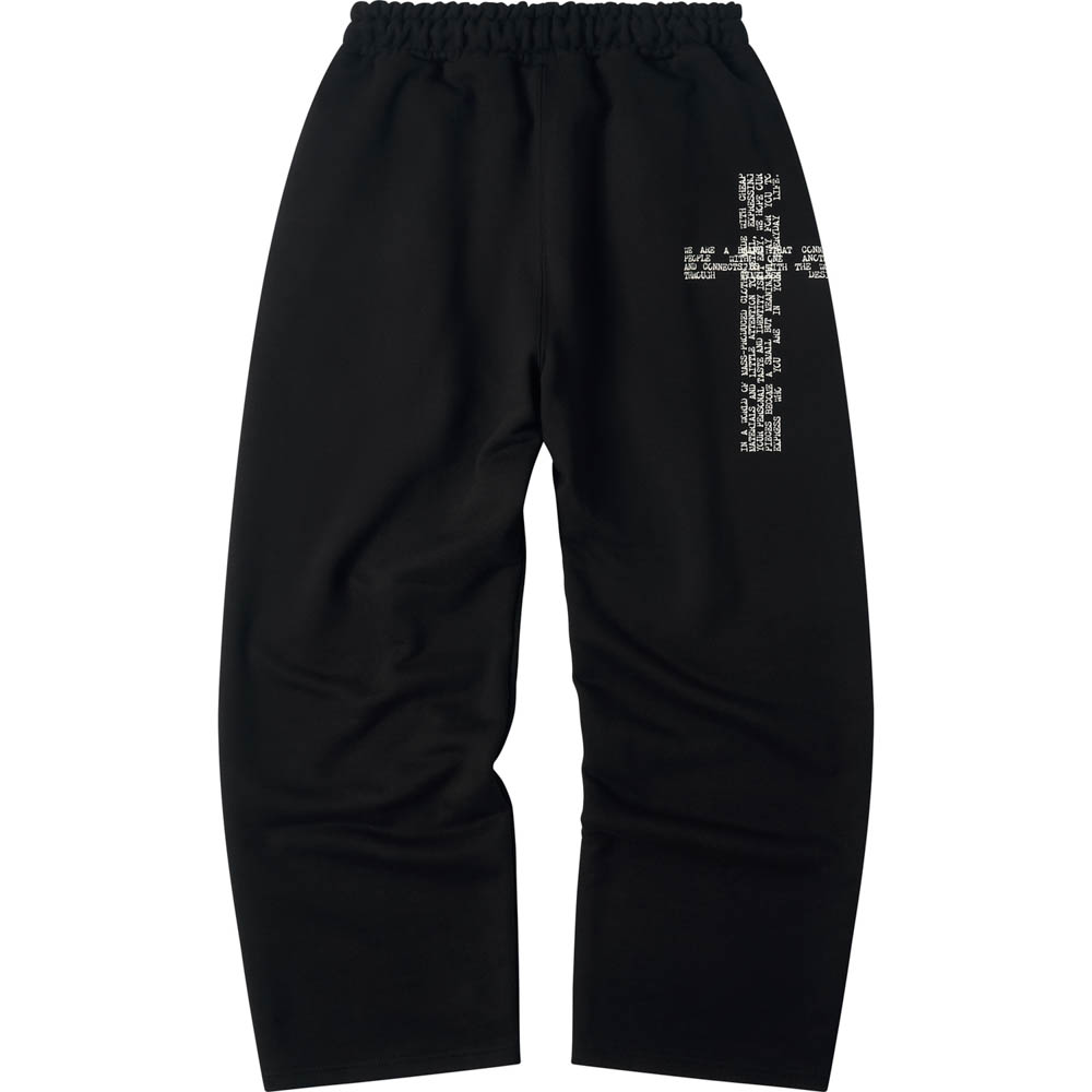 아모우 [기모]  빅 크로스 원 턱 스웨트팬츠 블랙(AMOU [Fleece]  Big Cross One Tuck Sweat pants Black) - 3