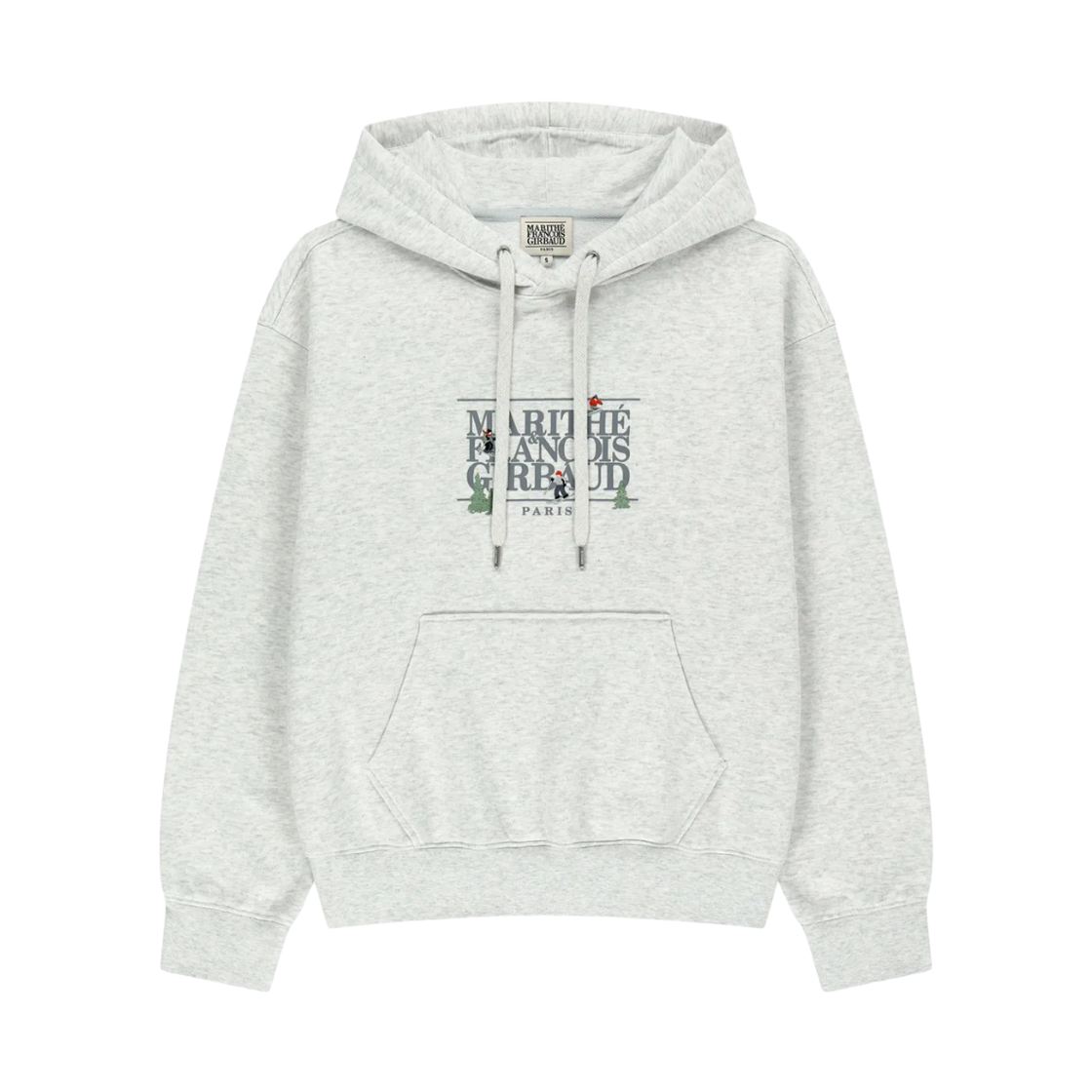 - Marithe Francois Girbaud Alpes Classic Logo Oversized Brushed Hoodie Light Heather Gray