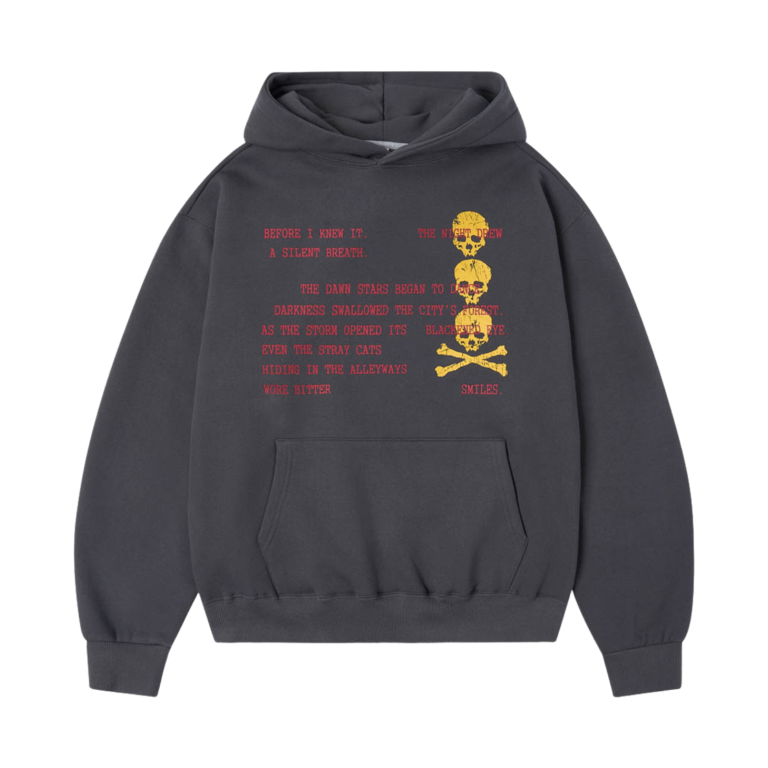 AM26FWHD13CG AMOU [Fleece] Skull Letter Hoodie Chacoal Gray