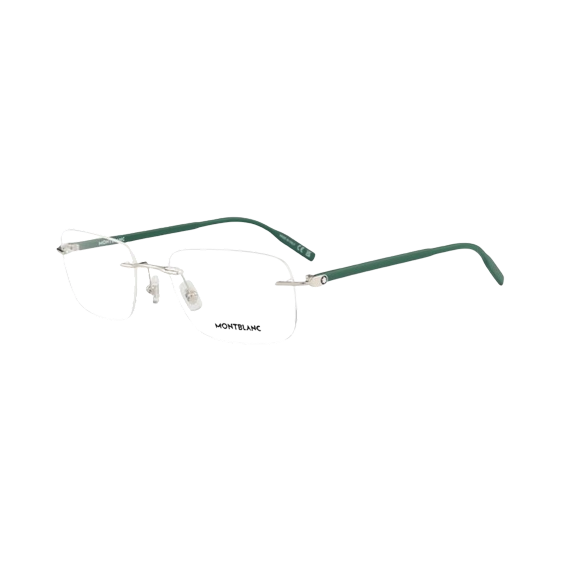 MB0221O-004 Montblanc Square Frame Metal Eyeglasses Green Silver