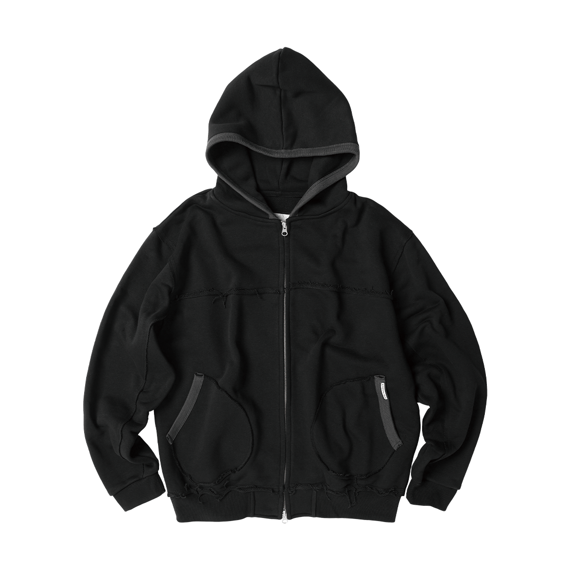 VH2EFUM480ABK Thevinylhouse Cut Off Hoodie Zip-Up Black