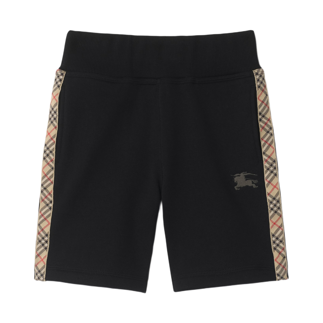 8108056 (Kids) Burberry Check Trim Cotton Shorts Black