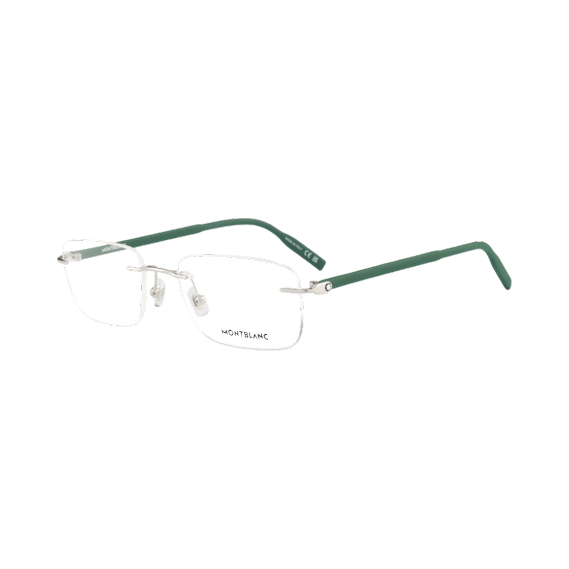 MB0221O-012 Montblanc Square Frame Metal Eyeglasses Green Silver