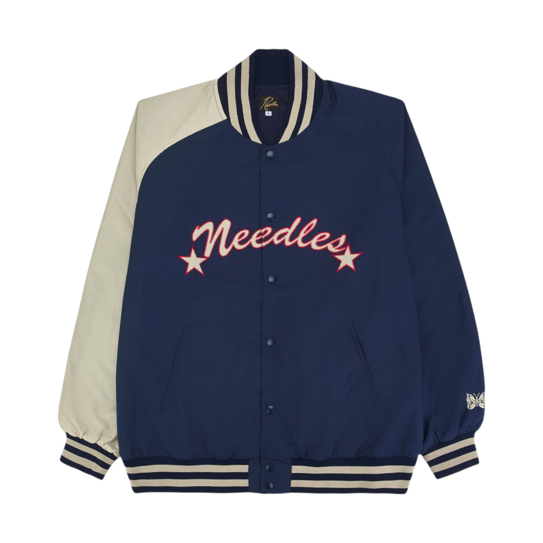 SX215A Needles Stadium Jacket Poly Shantung Navy