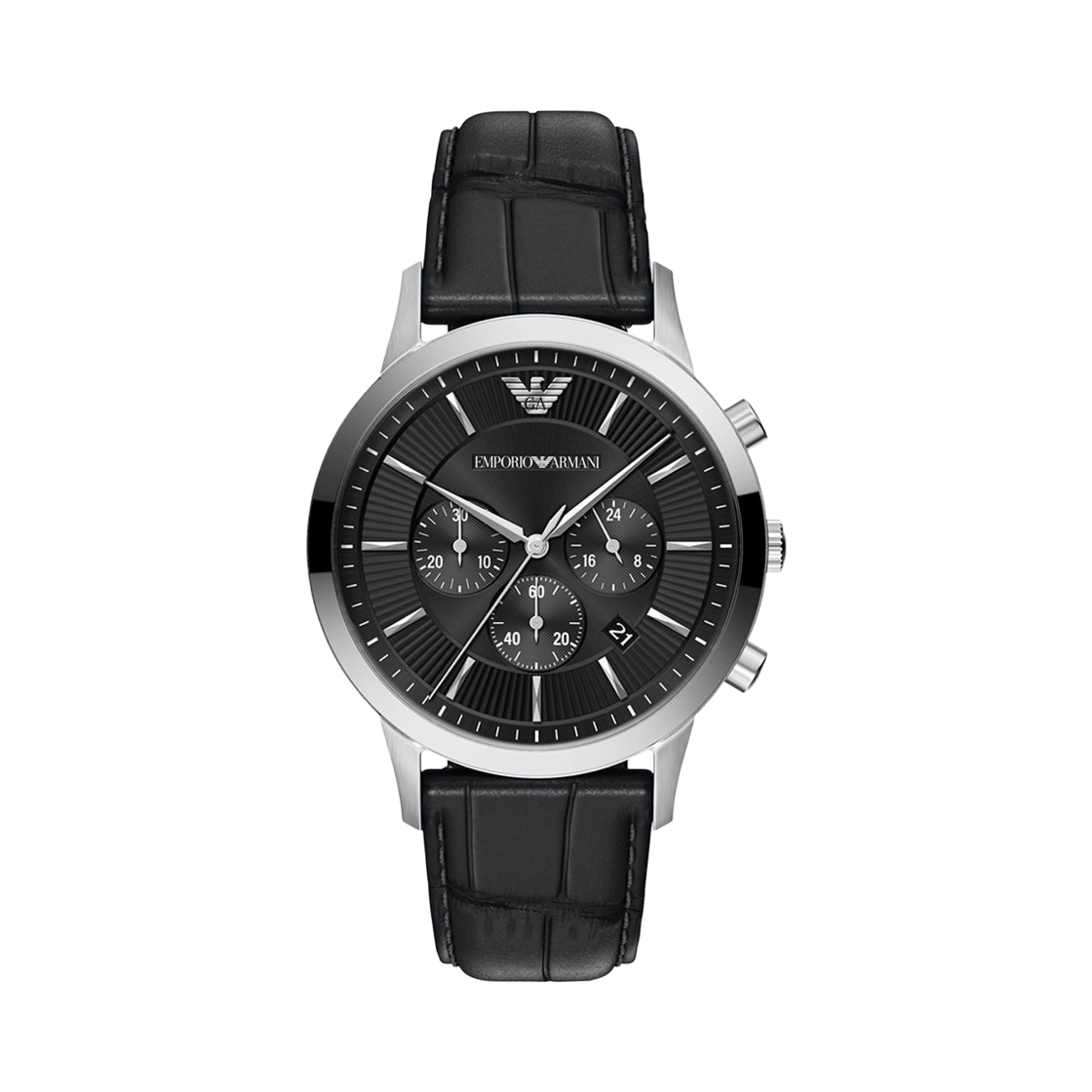 엠포리오 아르마니 아르케티포 쿼츠 크로노그래프 43mm 스테인리스 스틸 레더 블랙(Emporio Armani Archetipo Quartz Chronograph 43mm Stainless Steel Leather Black)