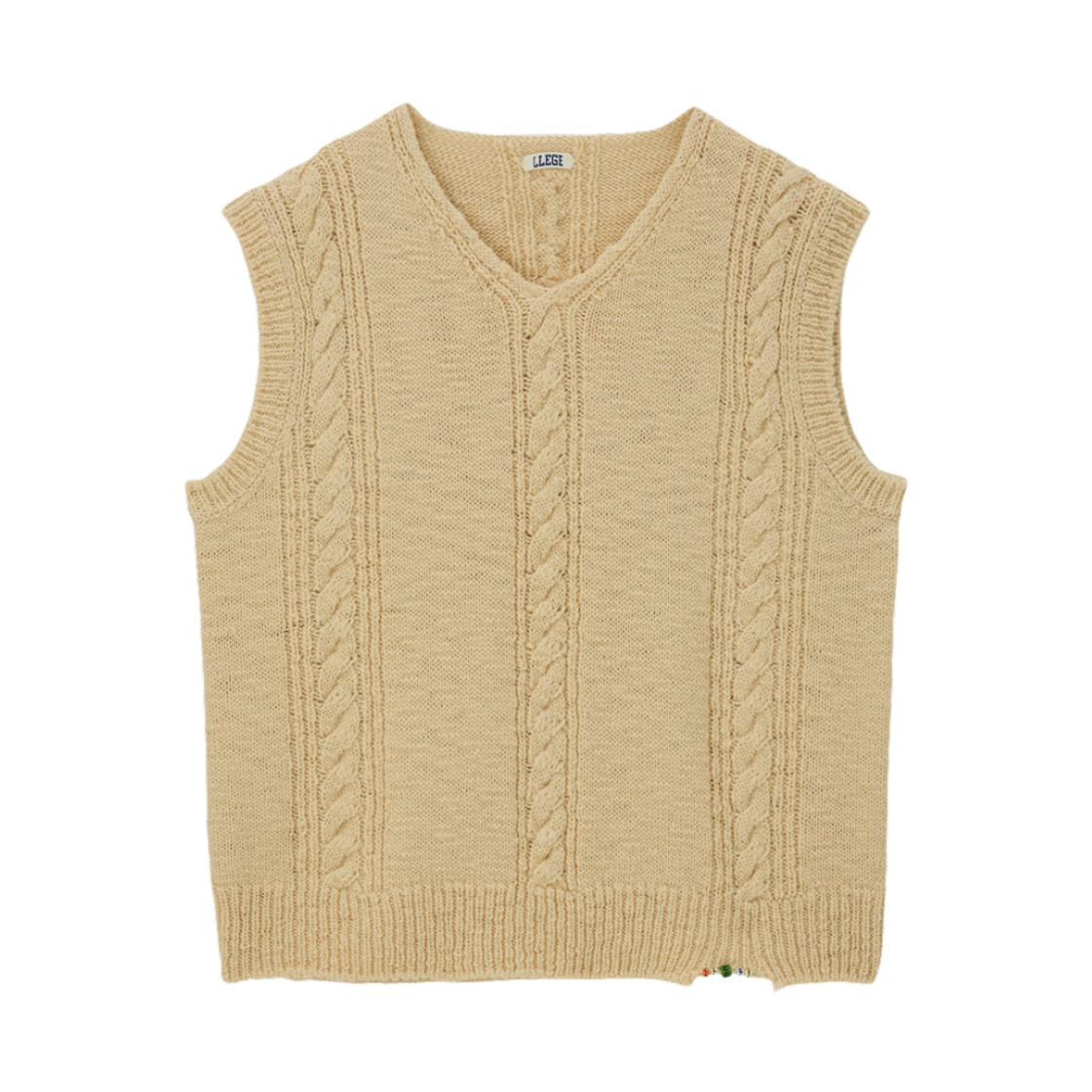 LL26WKTP004BE LLEGE Cube Detail Cable Knit Vest Beige