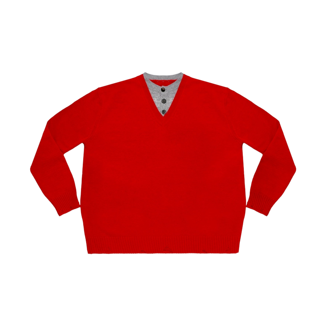 엠제이디 콘트라스트 브이넥 니트 레드(MJD Contrast V Neck Knit Red)