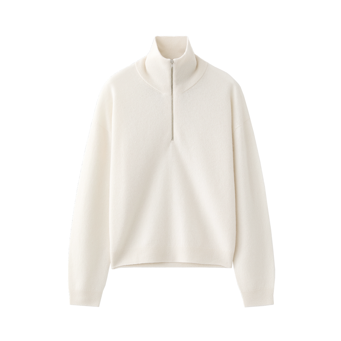 (W) 수아레 우먼 파인 캐시미어 100 하프 집업 니트 아이보리((W) Suare Women Fine Cashmere 100 Half-Zip Knit Ivory)
