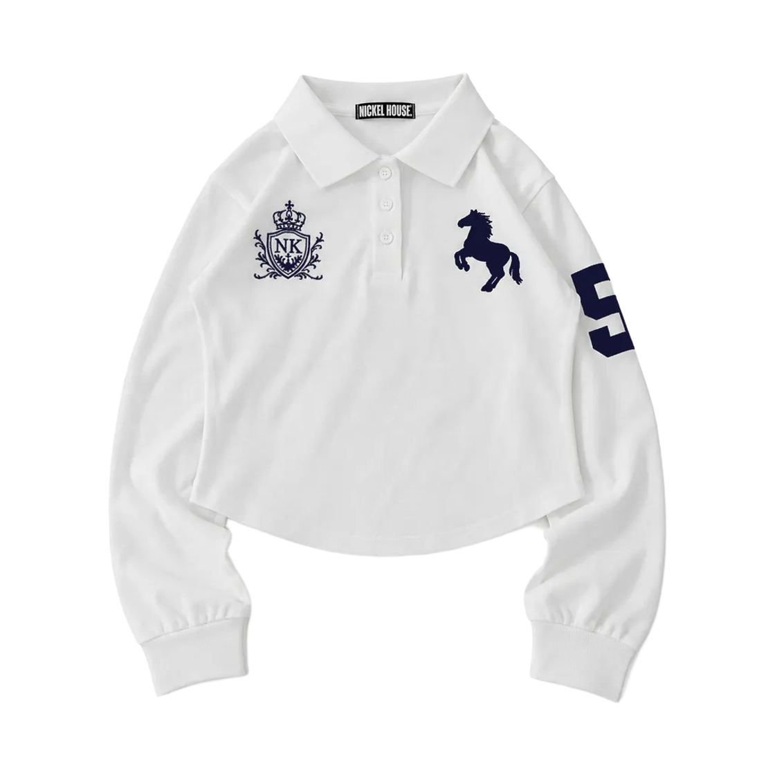 닉켈 동키 카라 롱슬리브 크롭 셔츠 화이트(NICKEL DONKEY COLLADRD CROP L/S White) - 1