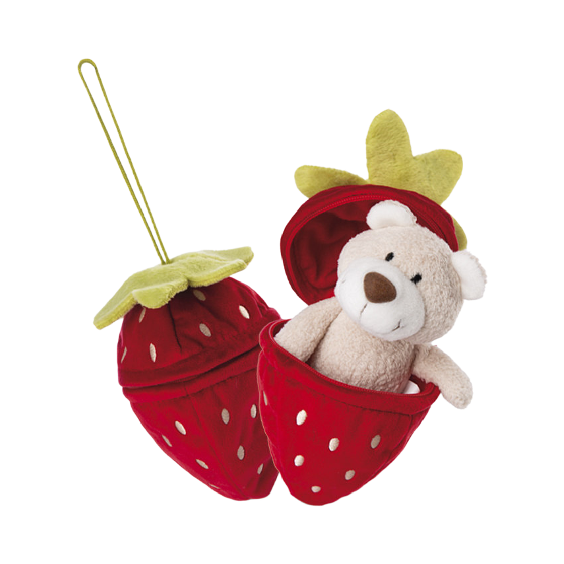 4012390494358 NICI Soft toy bear Bendix 13cm with key chain in strawberry GREEN