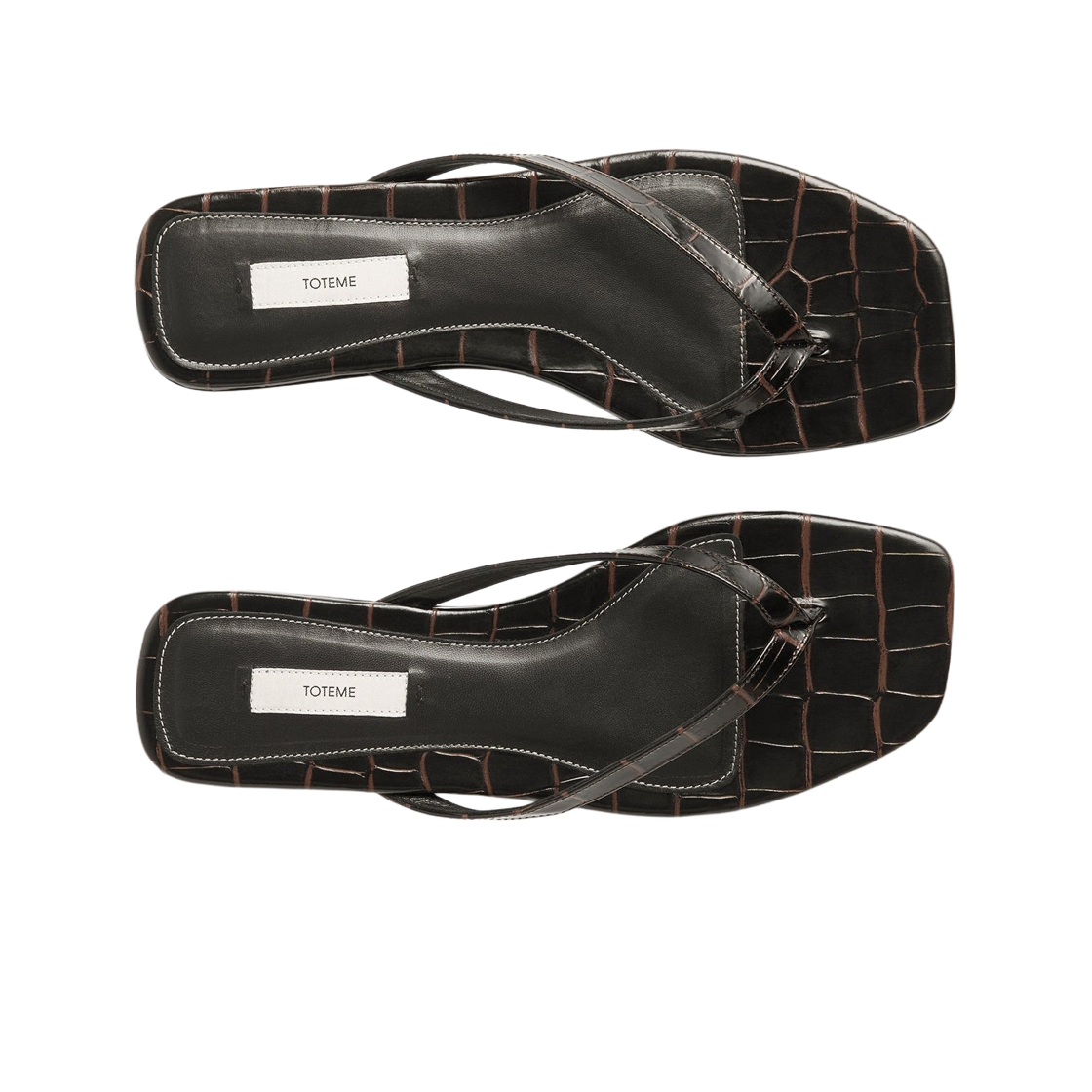 (W) 토템 크로코 엠보스드 플립 플랍 다크 브라운((W) Toteme Croco Embossed Flip Flops Dark Brown) - 2