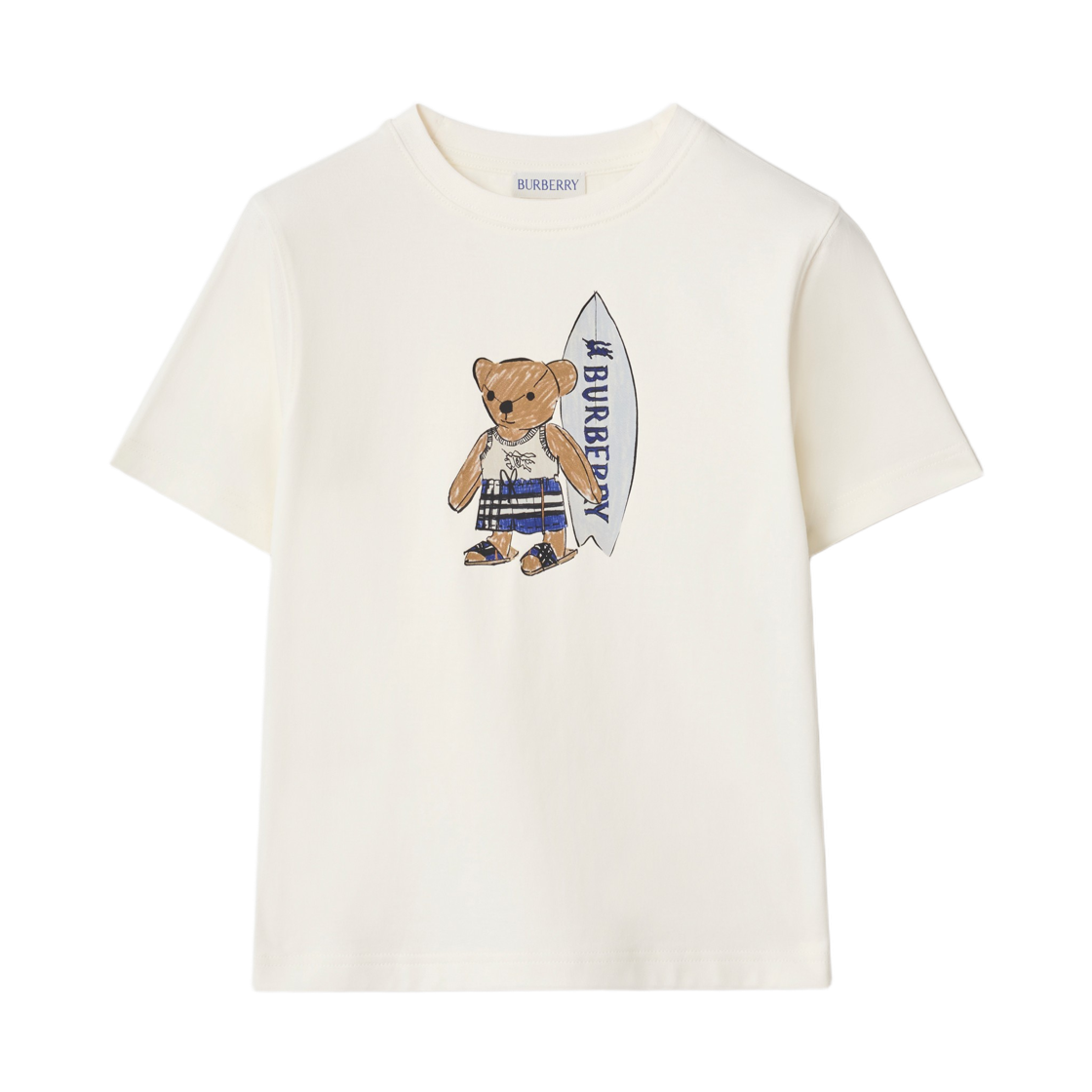 8117540 (Kids) Burberry Surfer Bear Cotton T-Shirt Chalk White