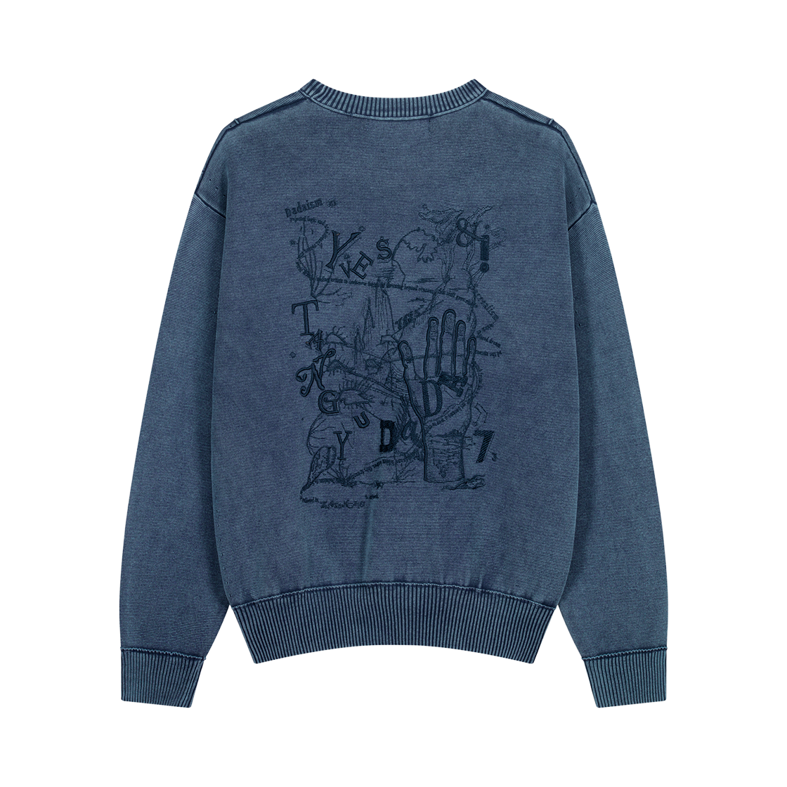 ZI5KT522BL ZIOSONGZIO Salt Dyeing Biomorphic Artwork Crewneck Knit Blue