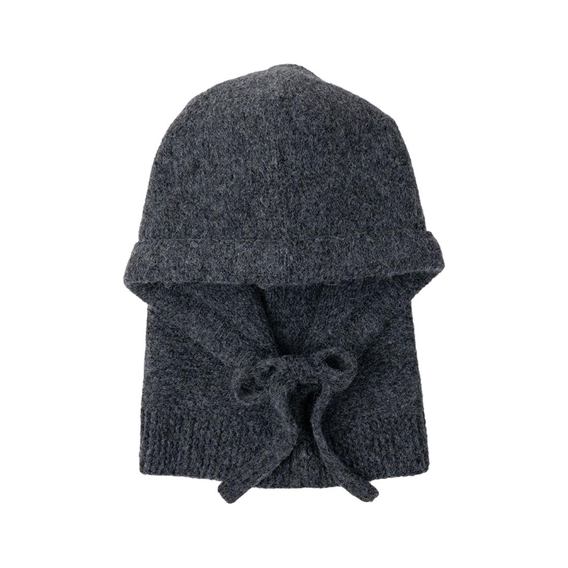 누아트스튜디오 후디 스트링 니트 바라클라바 차콜(NUARTSTUDIO Hoodie String Knit Balaclava Charcoal)