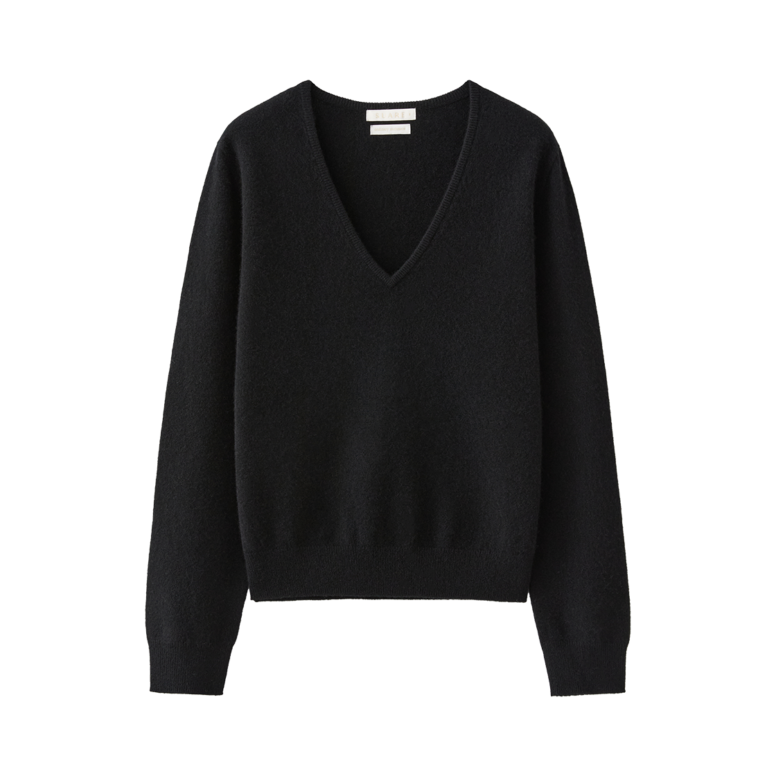 SBF3CK03WBK (W) Fine Cashmere 100 Wholegarment V-Neck Knit Black