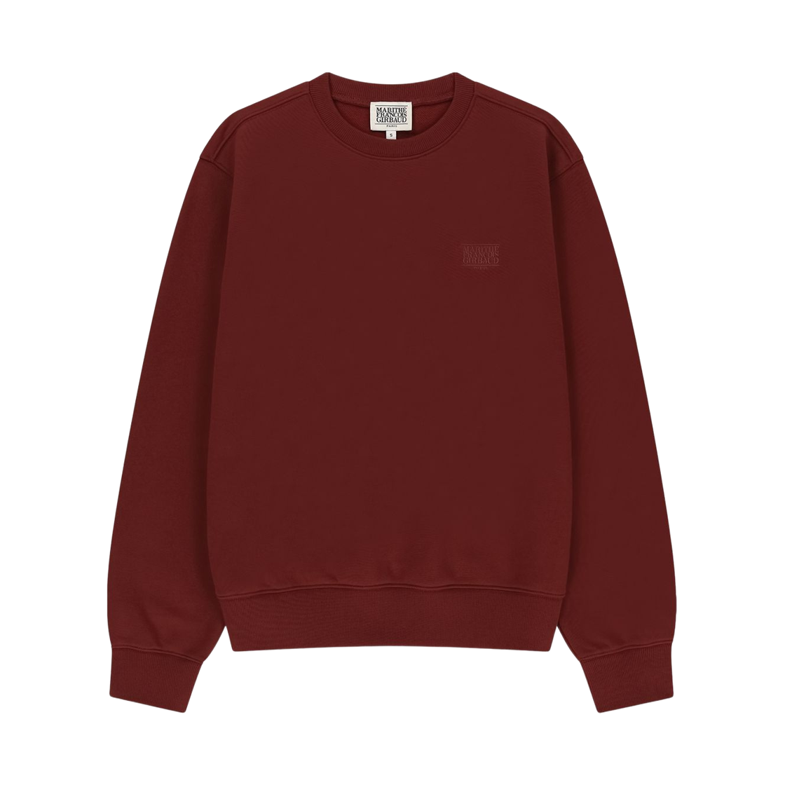 MFG46WSW202-BGD Marithe Francois Girbaud Small Classic Logo Oversized Brushed Sweatshirt Burgundy