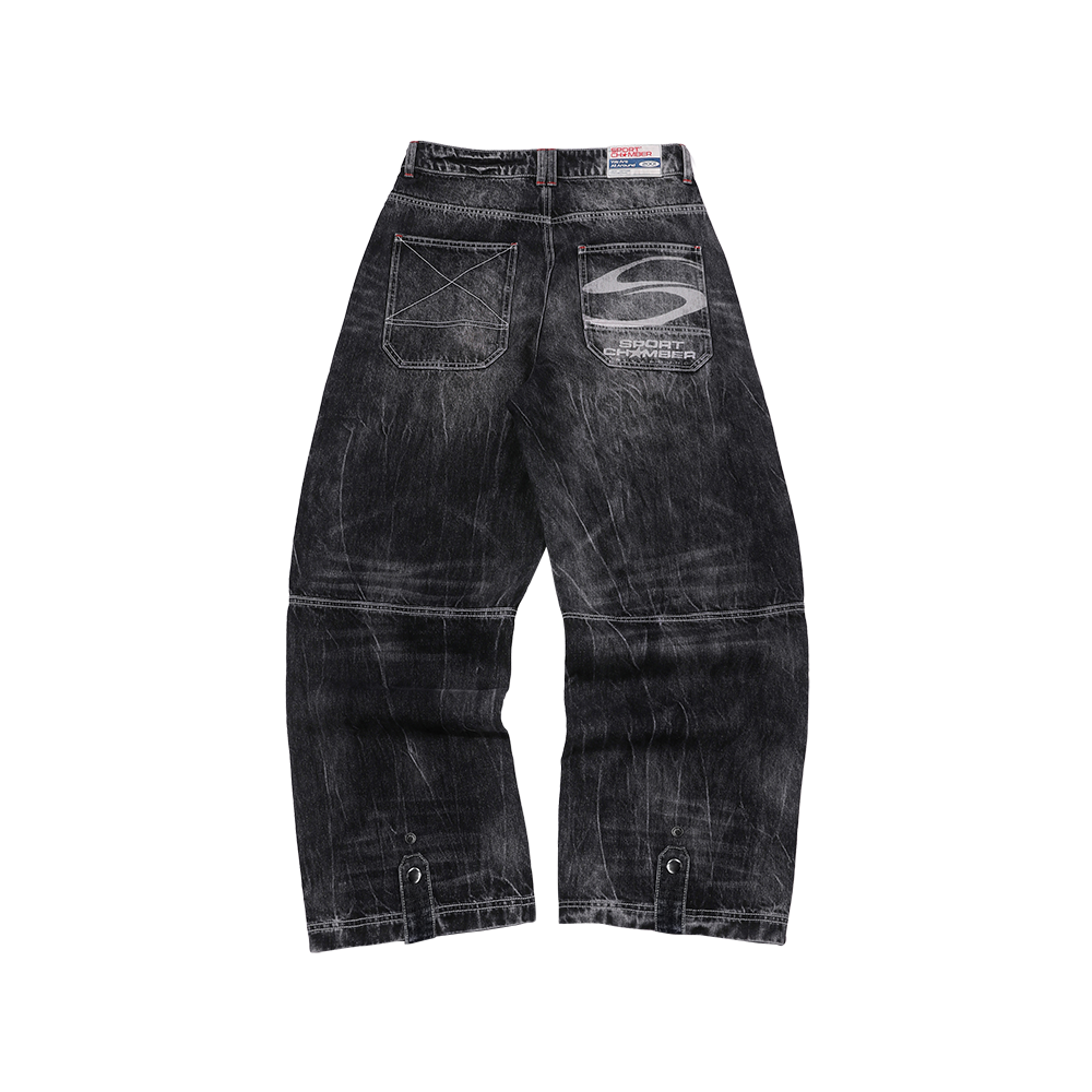 스포츠챔버 아이언 더블니 데님 팬츠 블랙(SPORT CHAMBER Iron Double Knee Denim Pants BLACK) - 2