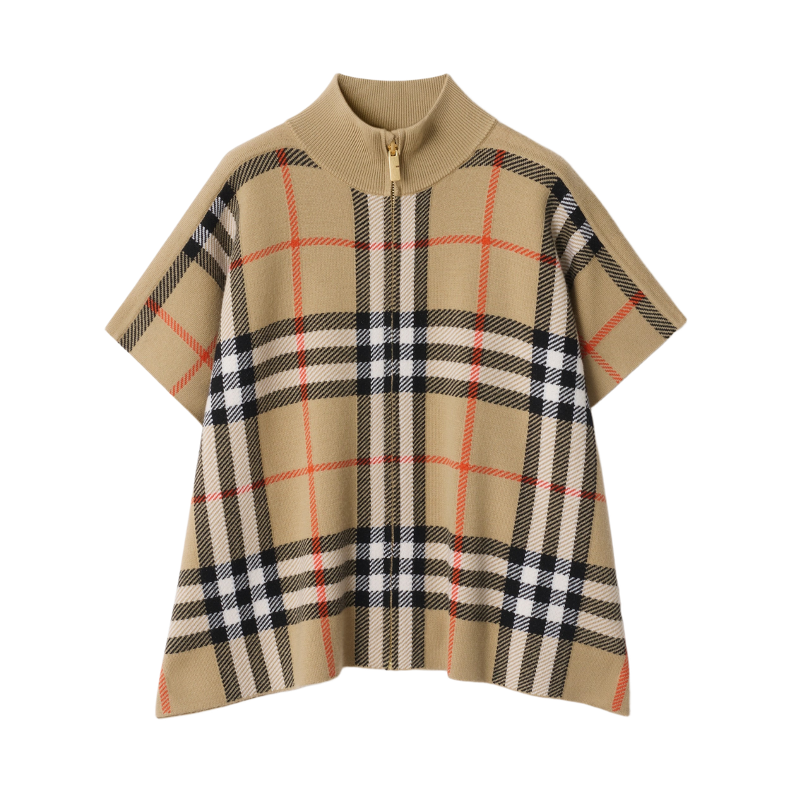 8117177 (Kids) Burberry Reversible Check Wool Cape Sand Beige