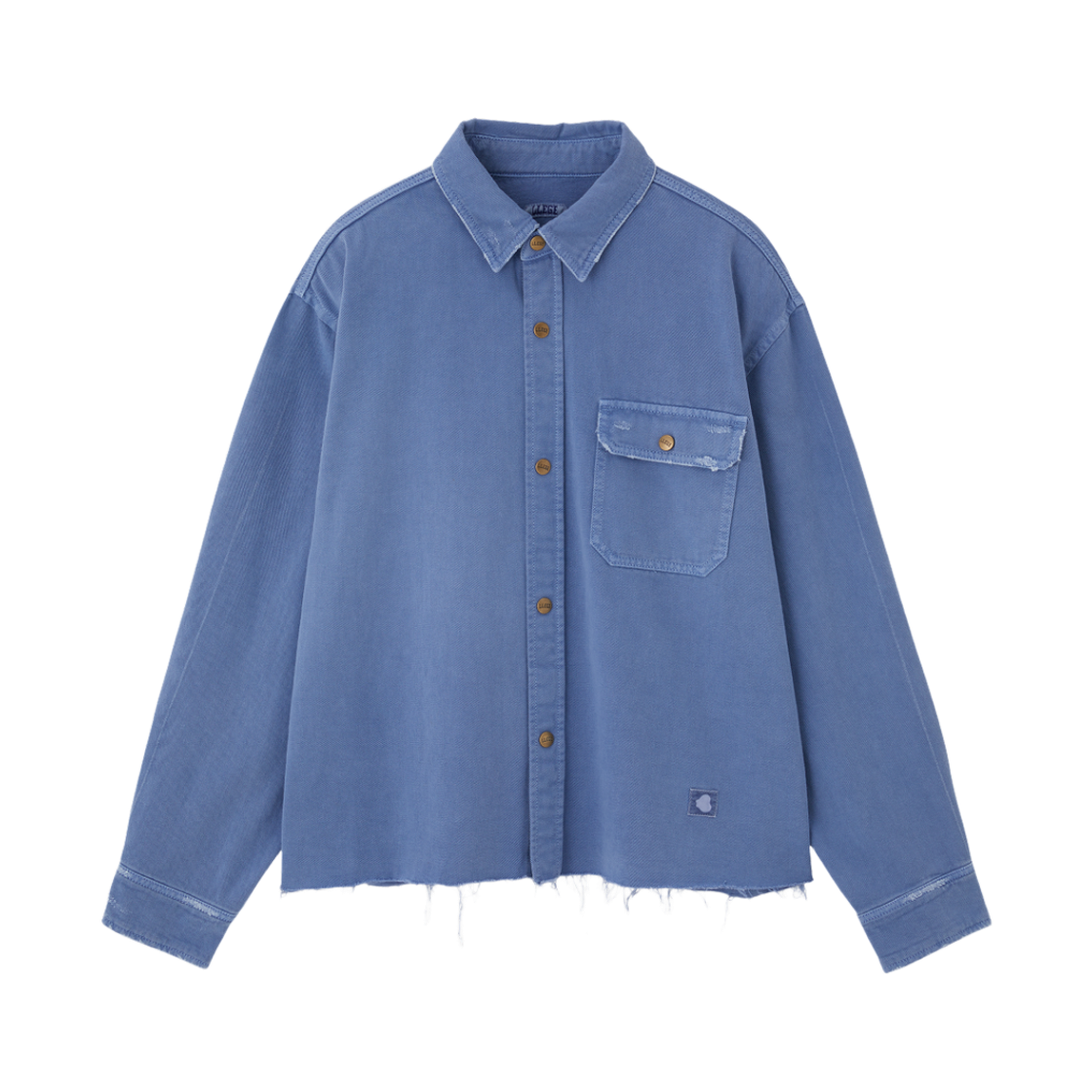 리지 디스트레스드 데님 셔츠 자켓 블루(LLEGE Distressed Denim Shirt Jacket Blue) - 1