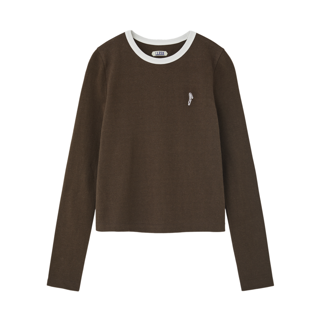 LL26WJTP005BR LLEGE Womens Ringer Long Sleeve T-Shirt Brown
