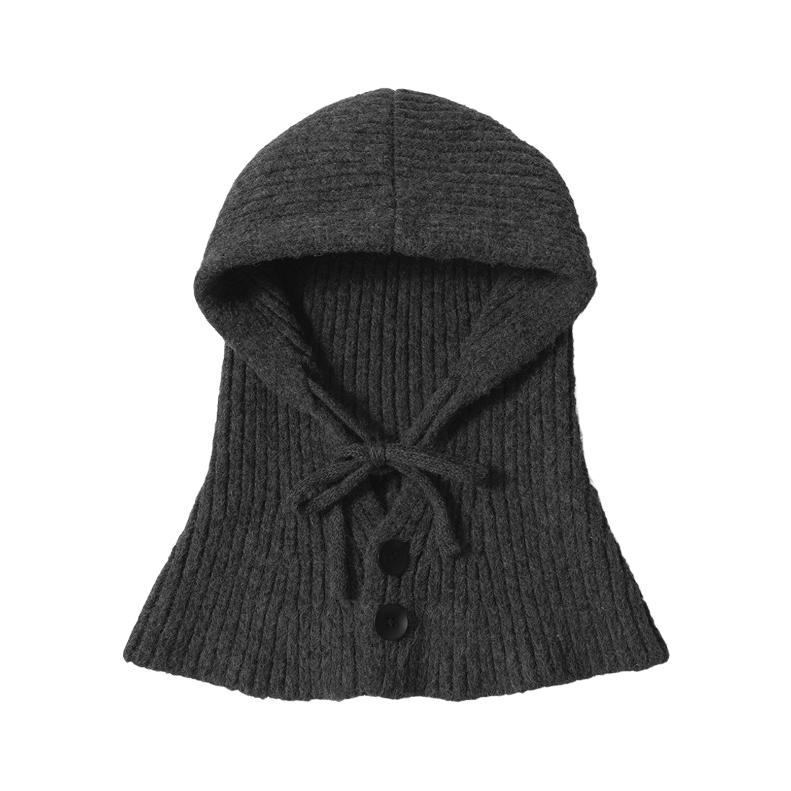 26NSITEM02 NUARTSTUDIO Button Knit Balaclava Dark Gray