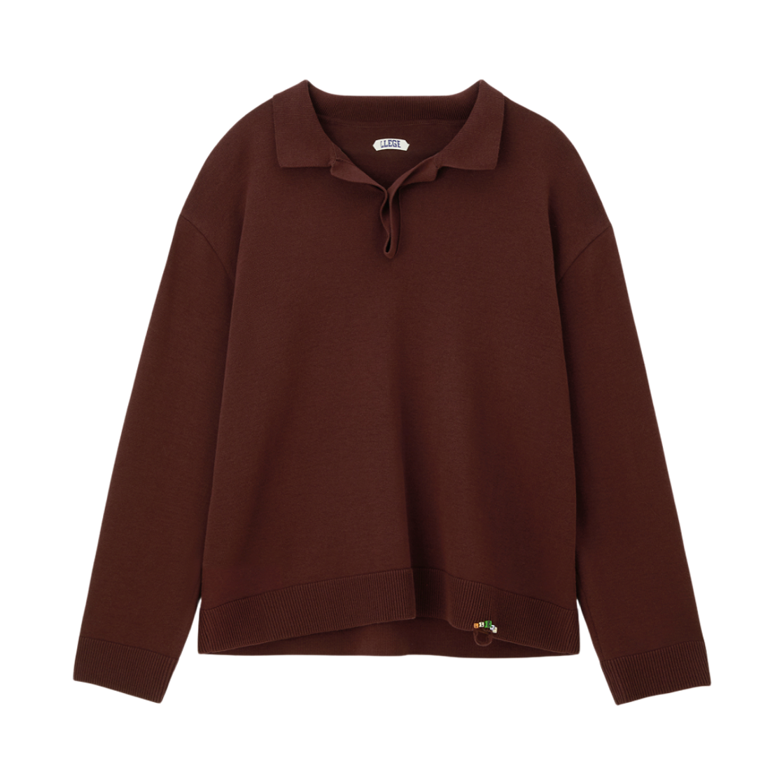 LL26WKTP003BR LLEGE Oversized Cube Detail Polo Knit Brown