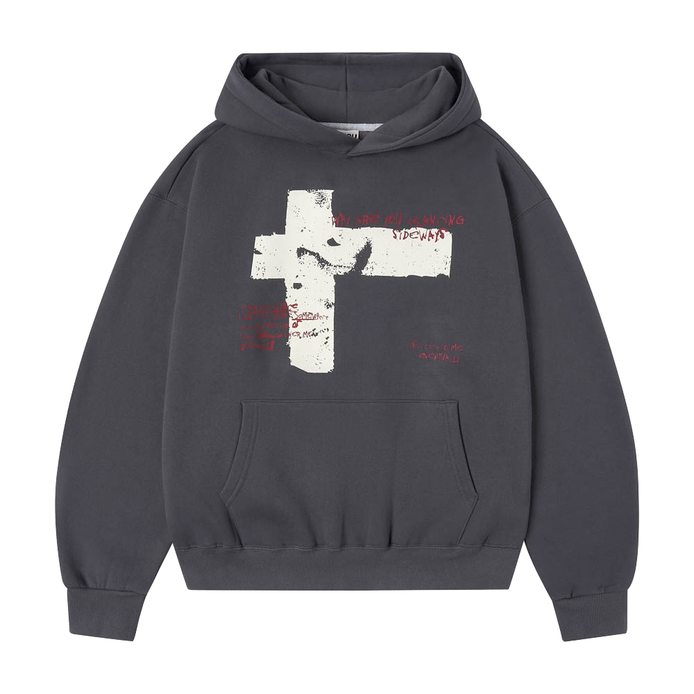 아모우 사이드웨이즈 후디 차콜 그레이(AMOU Sideways Hoodie Chacoal Gray) - 2
