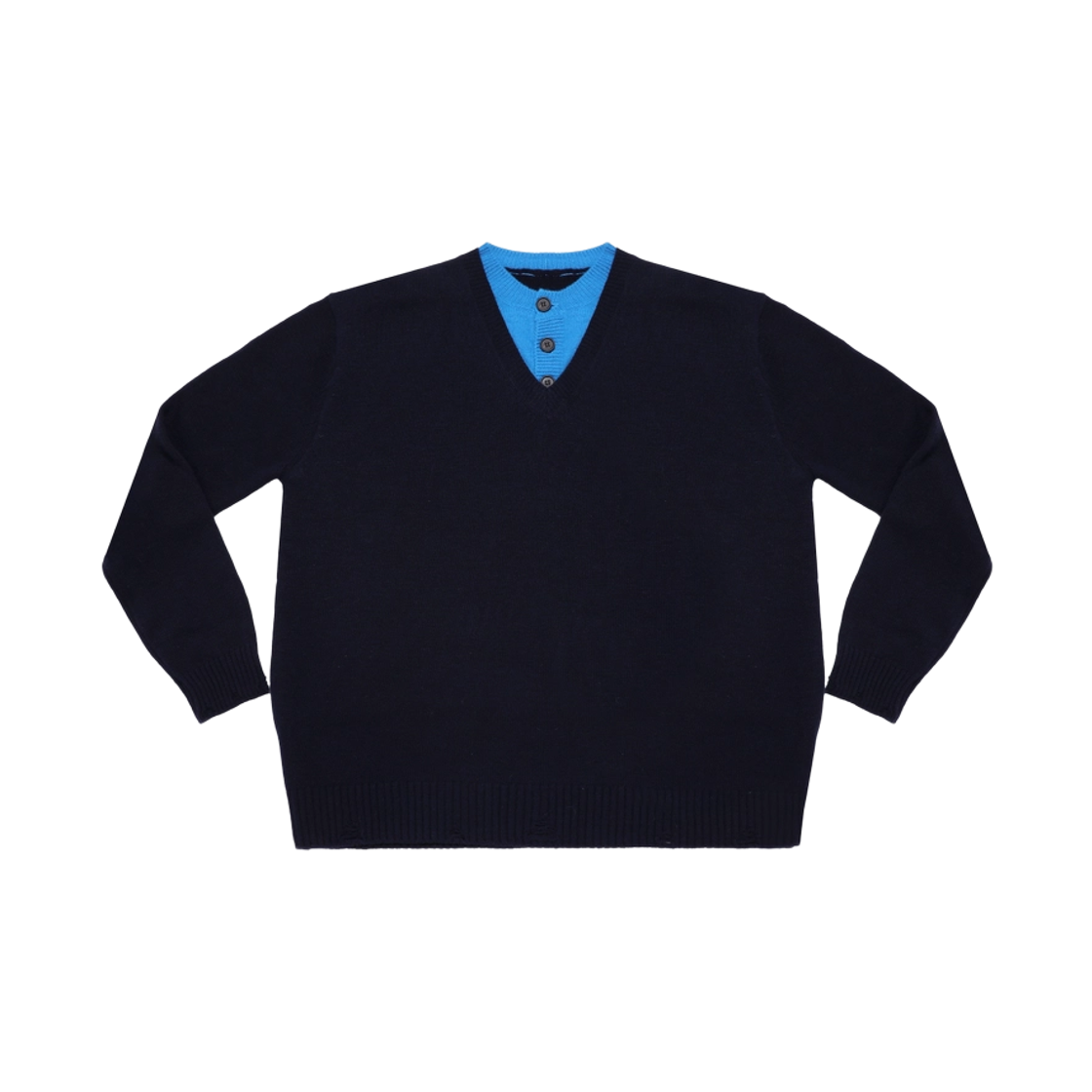 엠제이디 콘트라스트 브이넥 니트 다크 네이비(MJD Contrast V Neck Knit Dark Navy)