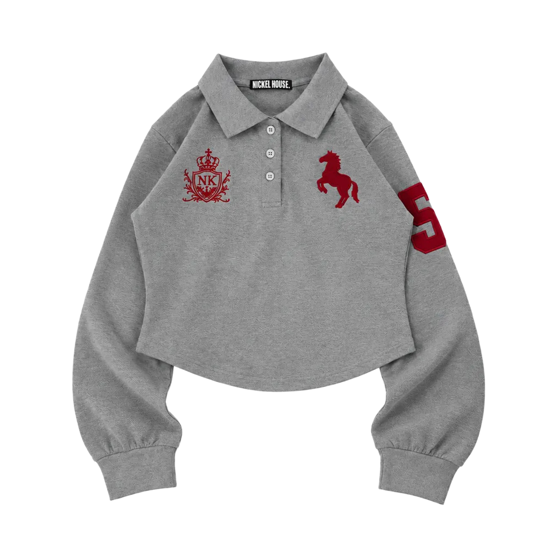 닉켈 동키 카라 롱슬리브 크롭 셔츠 그레이(NICKEL DONKEY COLLADRD CROP L/S Gray)