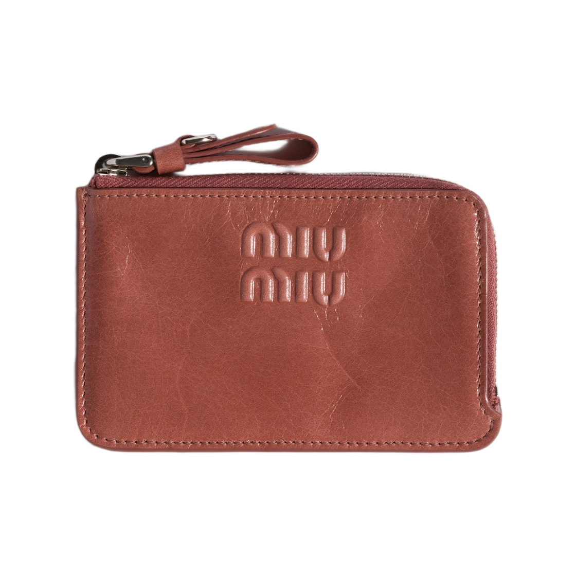 5MB066-2A44-F0405 Miu Miu Leather Card Holder Antique Pink