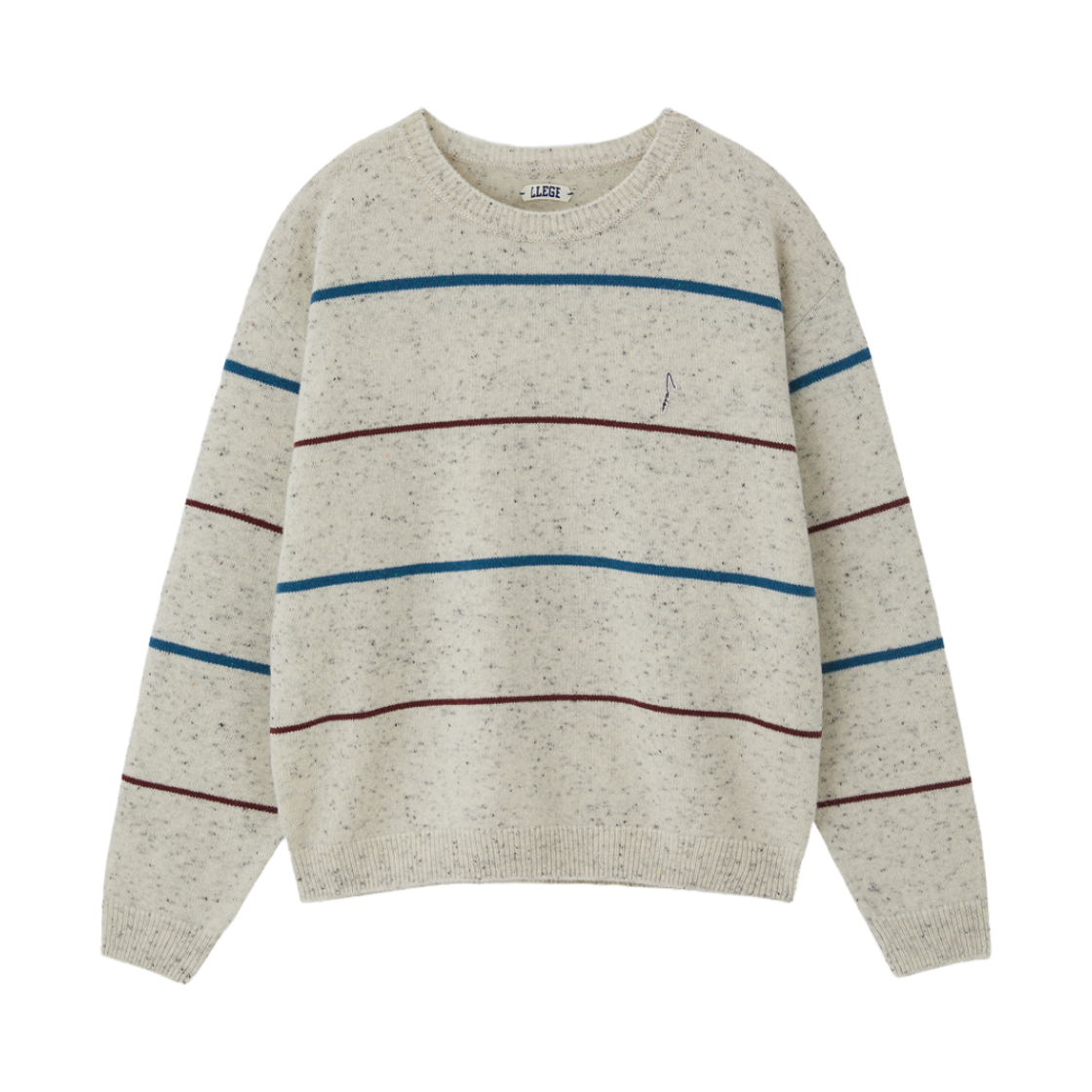 LL26WKTP001OT LLEGE Melange Stripe Knit Sweater Oatmeal