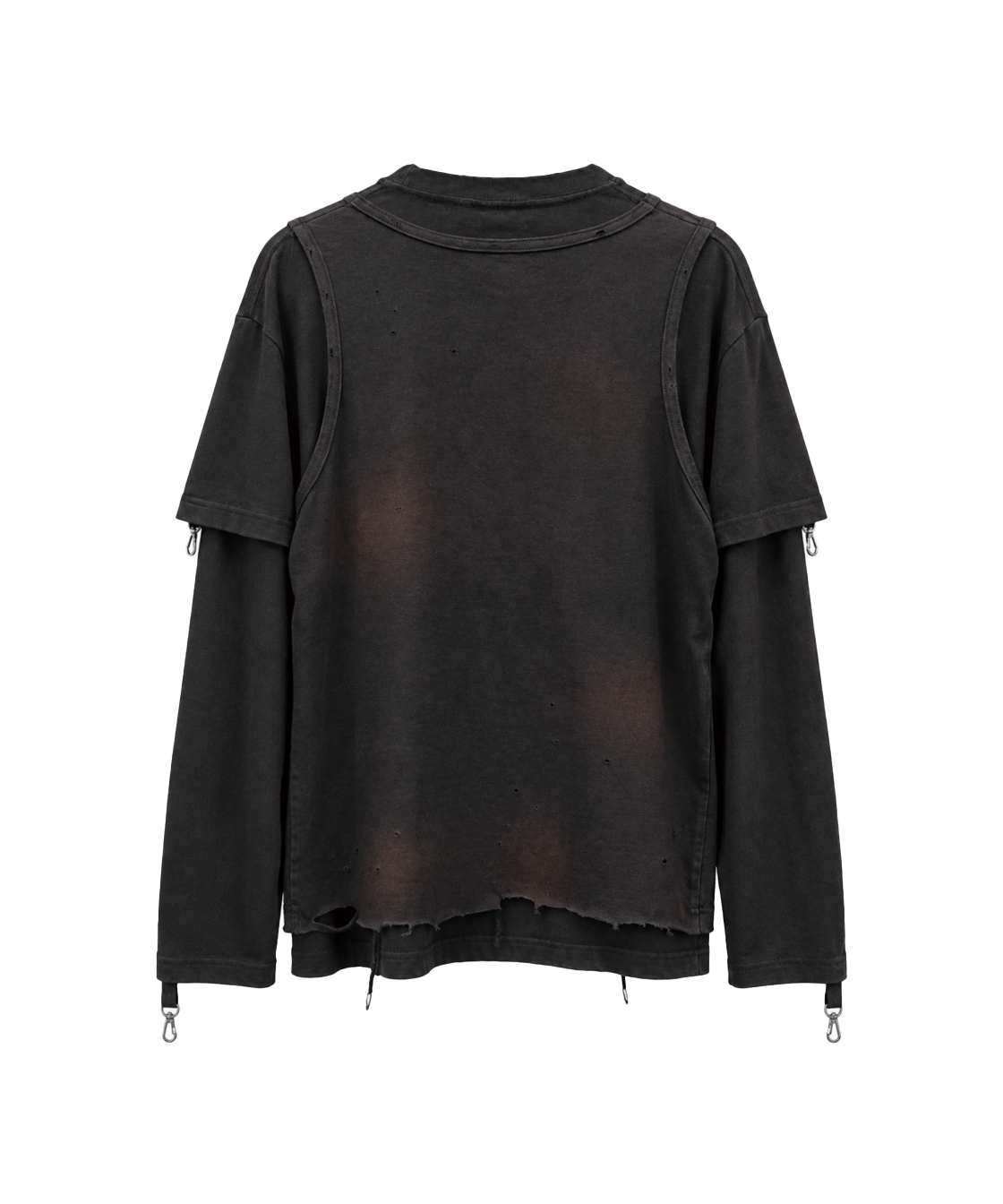 헤비레인 빈티지 프로세스 스트랩 디테일 레이어드 슬리브 블랙(HEAVY RAIN Vintage Process Strap Detail Layered Sleeve Black) - 2