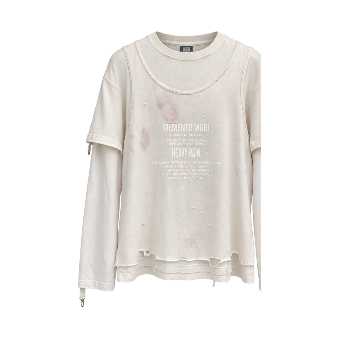 헤비레인 빈티지 프로세스 스트랩 디테일 레이어드 슬리브 크림(HEAVY RAIN Vintage Process Strap Detail Layered Sleeve Cream) - 3