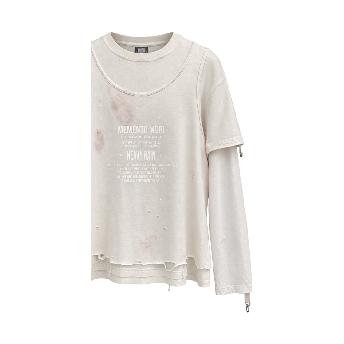 헤비레인 빈티지 프로세스 스트랩 디테일 레이어드 슬리브 크림(HEAVY RAIN Vintage Process Strap Detail Layered Sleeve Cream) - 4