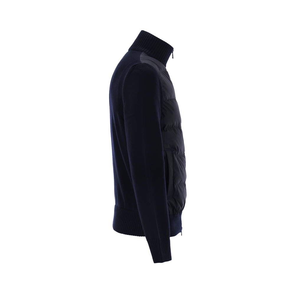 [15% 쿠폰] 몽클레르 로고 패치 니트 믹스 패딩 자켓 네이비 - 25FW([15% 쿠폰] Moncler Logo Patch Knit Mix Down Jacket Navy - 25FW) - 4