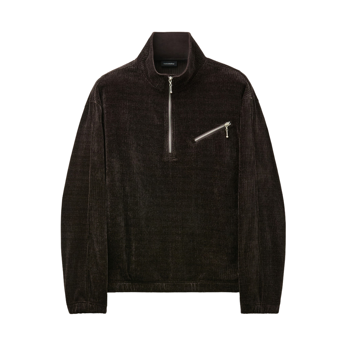 커스텀멜로우 벨벳 반집업 티셔츠 브라운(Customellow Velvet Half-Zip T-Shirt Brown) - 1