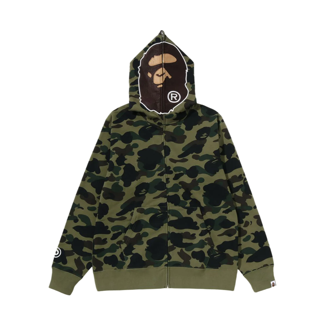 - BAPE 1st Camo 2nd Ape Full Zip Hoodie Green