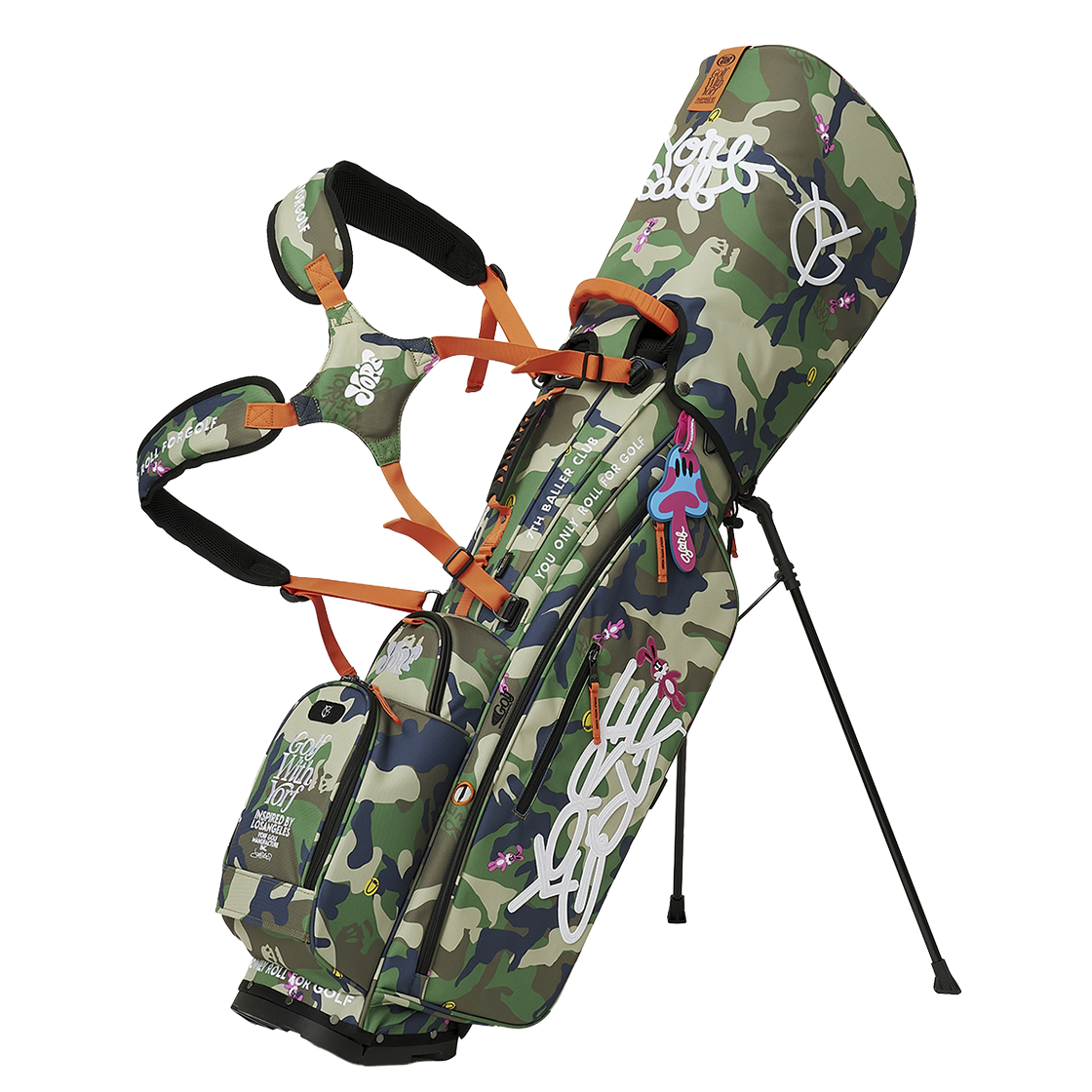 Y01A6CB029 YORF GOLF Woodland Camo Stand Caddy Bag Khaki