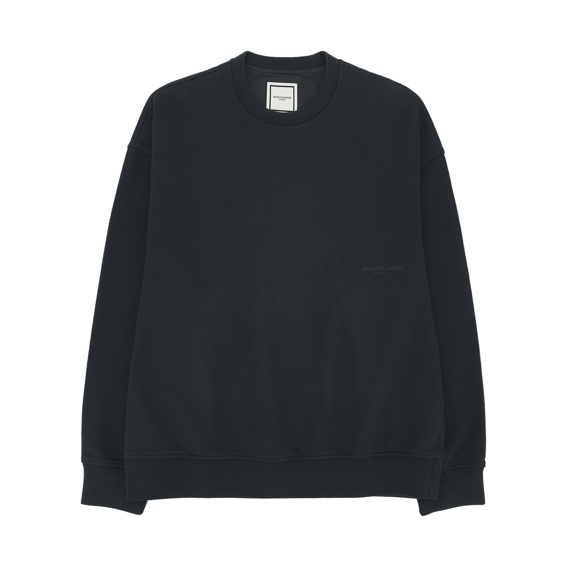 W233TS22714N Wooyoungmi Leather Patch Sweatshirt Navy - 23FW