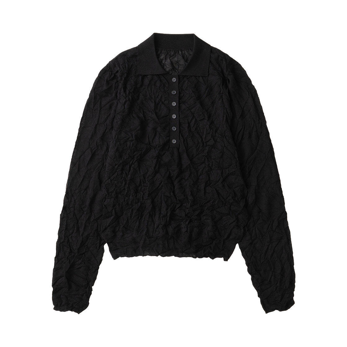 EFWKNAT065BLK aetoa Wrinkle Polo Knit Black