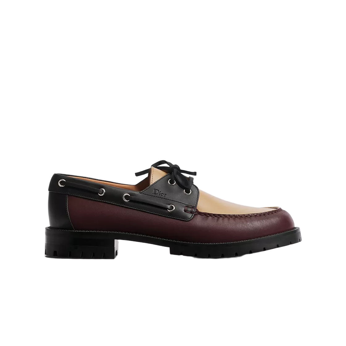 3LO240ACF-H409 Dior Arch Lug Boat Shoes Smooth Calfskin Burgundy Beige Black