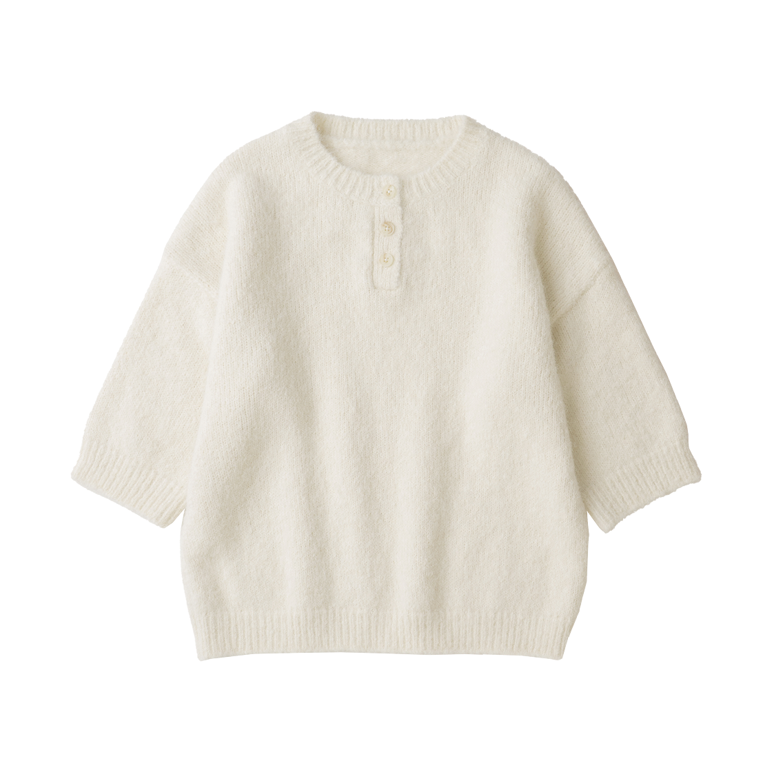EFWKNAT068IVR aetoa Hairy 3/4 Sleeve Knit Ivory