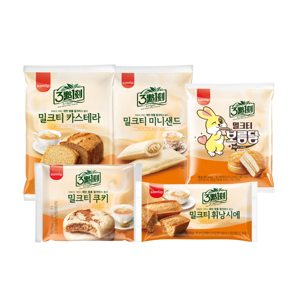 삼립 3시 15분 밀크티 상온 전품목 5종 10봉 골라담기(Samlip 3:15 Milk Tea, 5 varieties, 10 packs each, room temperature, choose your selection)