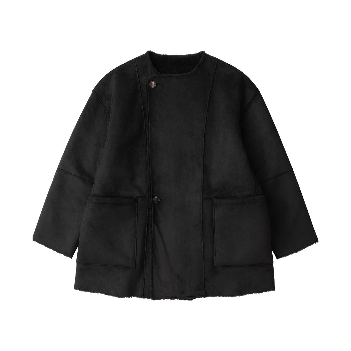 EFWOTAT059BLK aetoa Reversible Shearling Half Coat Black