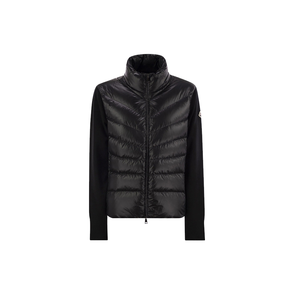 [15% 쿠폰] 몽클레르 로고 패치 니트 믹스 다이그널 패딩 자켓 블랙 - 26FW([15% 쿠폰] Moncler Logo Patch Knit Mix Diagonal Down Jacket Black - 26FW) - 2