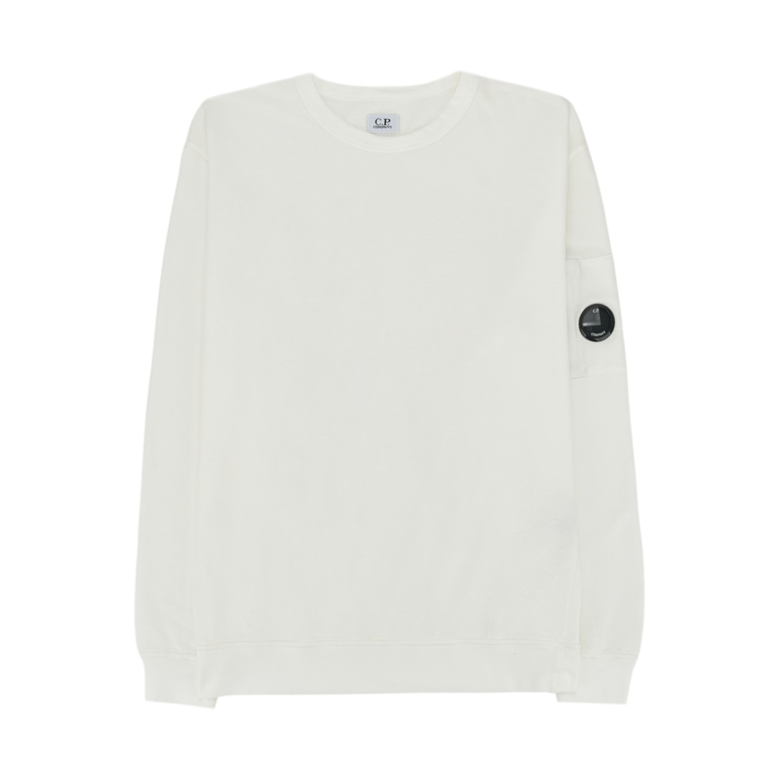 RCCMSS711A002246G103 C.P. Company Light Fleece Crewneck Lens Sweatshirt Gauze White
