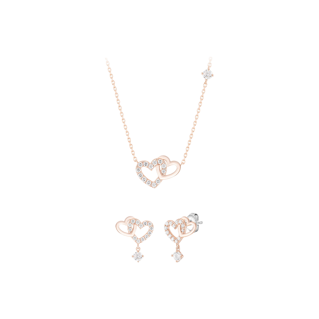 SET-J0-1085 Jestina Double Heart 목걸이+귀걸이 세트 (Set-J0-1085)