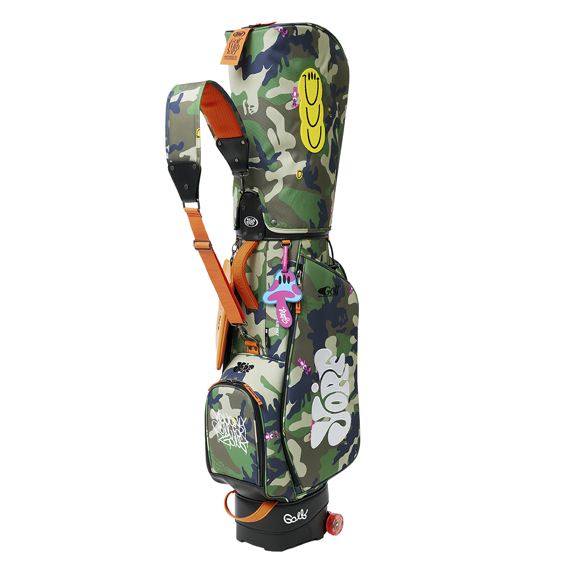 욜프 골프 우드랜드카모 트롤리 캐디백 카키(YORF GOLF Woodland Camo Trolley Caddy Bag Khaki)